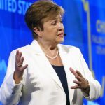WASHINGTON (United States), 08/10/2025.- International Monetary Fund (IMF) Managing Director Kristalina Georgieva delivers speech at the Milken Institute in Washington, DC USA, 08 October 2025. The 2025 IMF and World Bank Annual Meeting is due to take place in Washington DC from 13 to 18 October 2025. EFE/EPA/WILL OLIVER